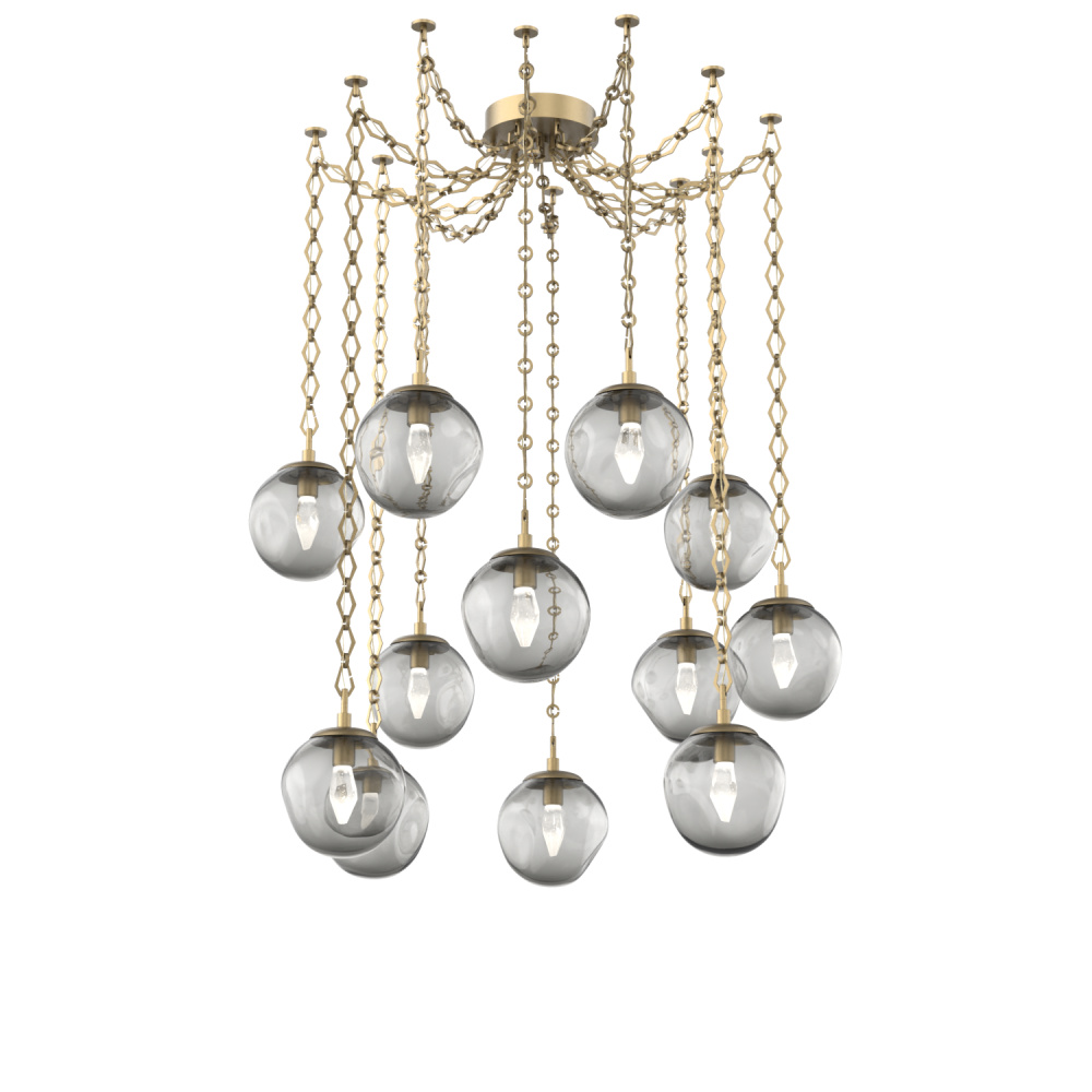 Aster LED Multi Light Pendant Multi Port Canopy Gilded Brass
