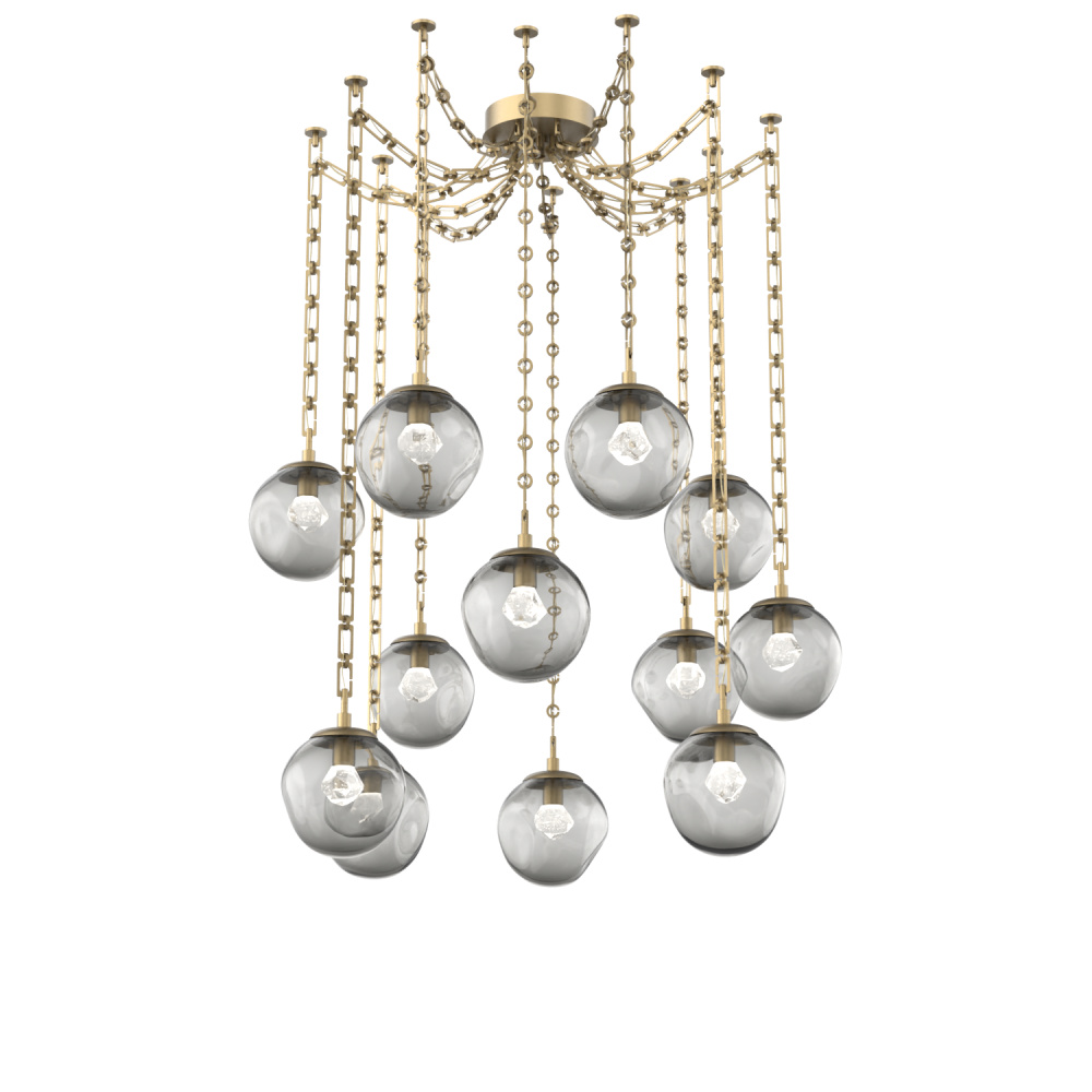 Aster LED Multi Light Pendant Multi Port Canopy Gilded Brass