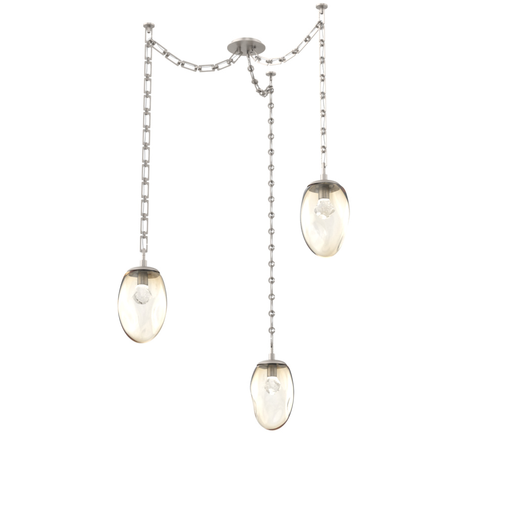 Meteo LED Multi Light Pendant Multi Port Canopy Beige Silver