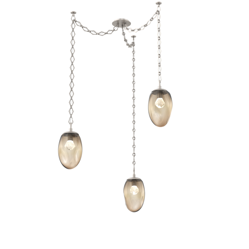 Meteo LED Multi Light Pendant Multi Port Canopy Beige Silver
