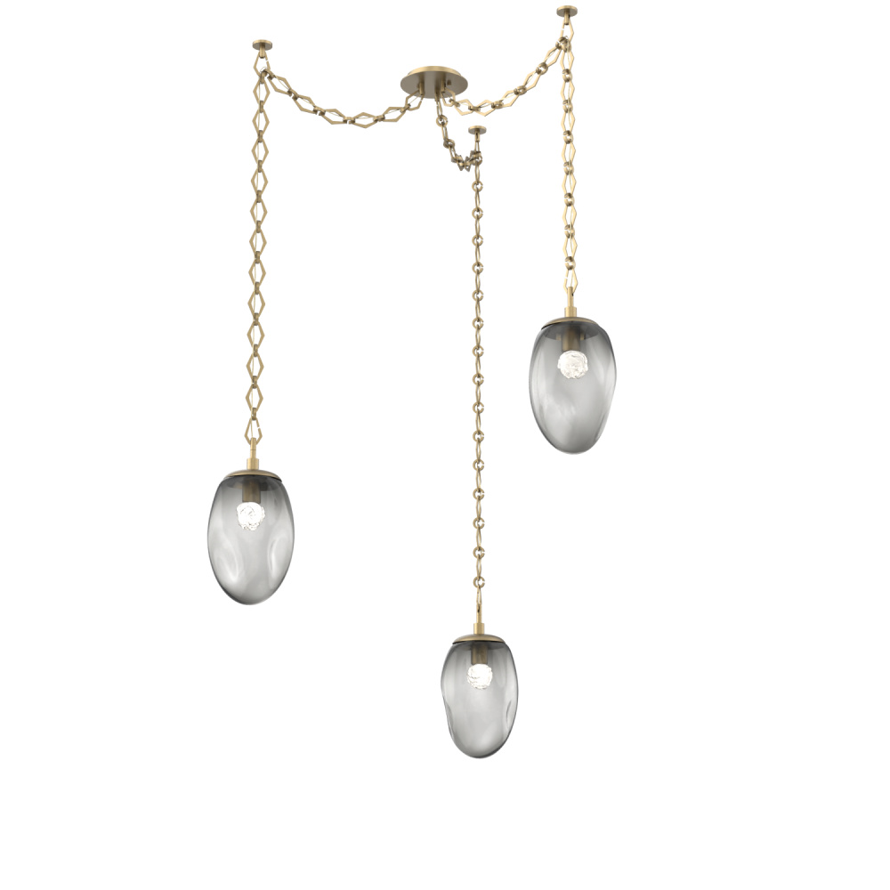 Meteo LED Multi Light Pendant Multi Port Canopy Gilded Brass
