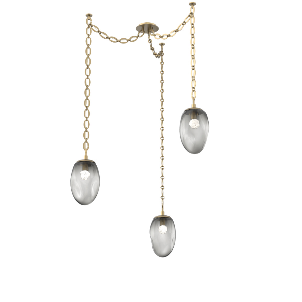Meteo LED Multi Light Pendant Multi Port Canopy Gilded Brass