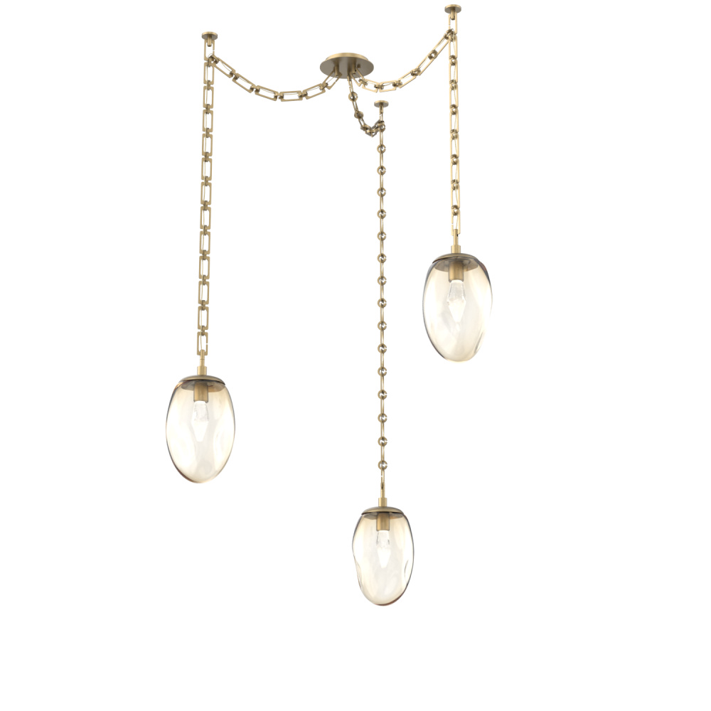 Meteo LED Multi Light Pendant Multi Port Canopy Gilded Brass