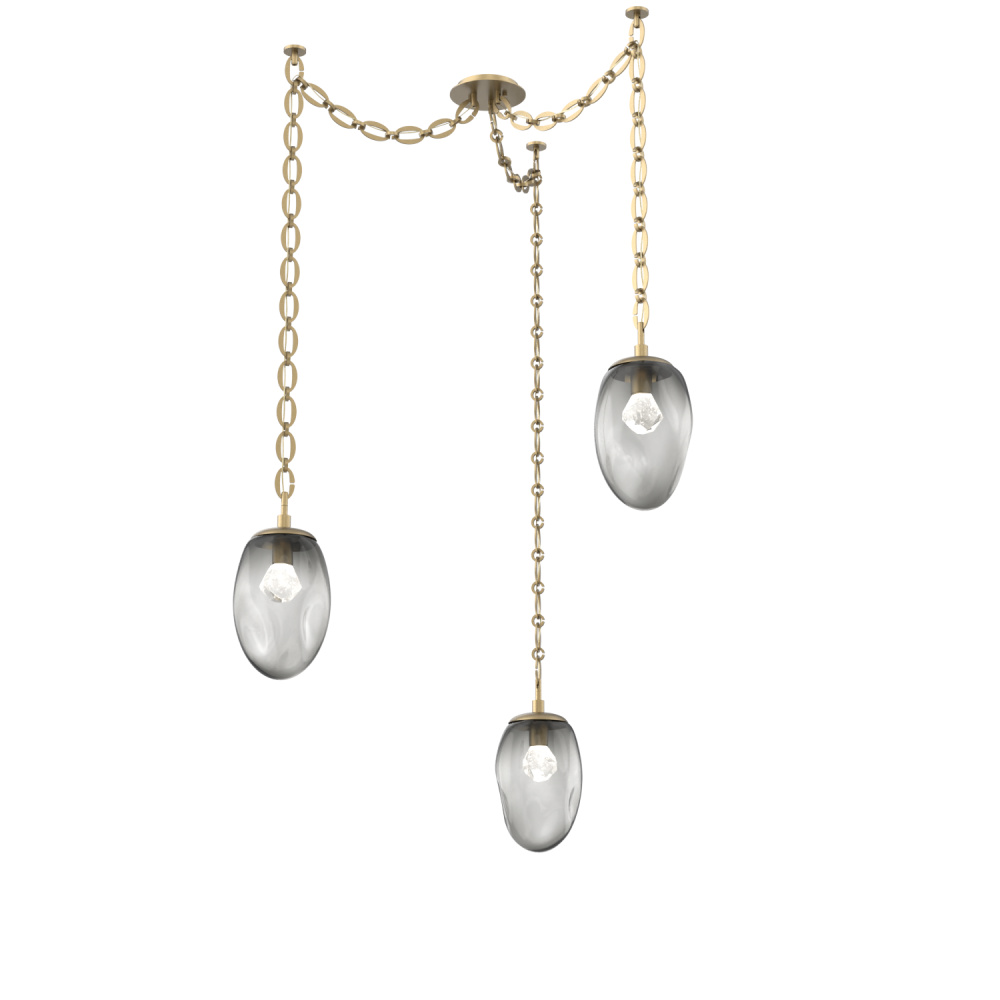 Meteo LED Multi Light Pendant Multi Port Canopy Gilded Brass