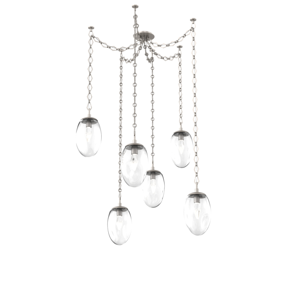 Meteo LED Multi Light Pendant Multi Port Canopy Beige Silver