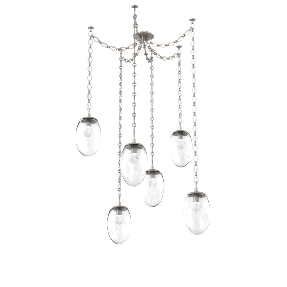 Meteo LED Multi Light Pendant Multi Port Canopy Beige Silver
