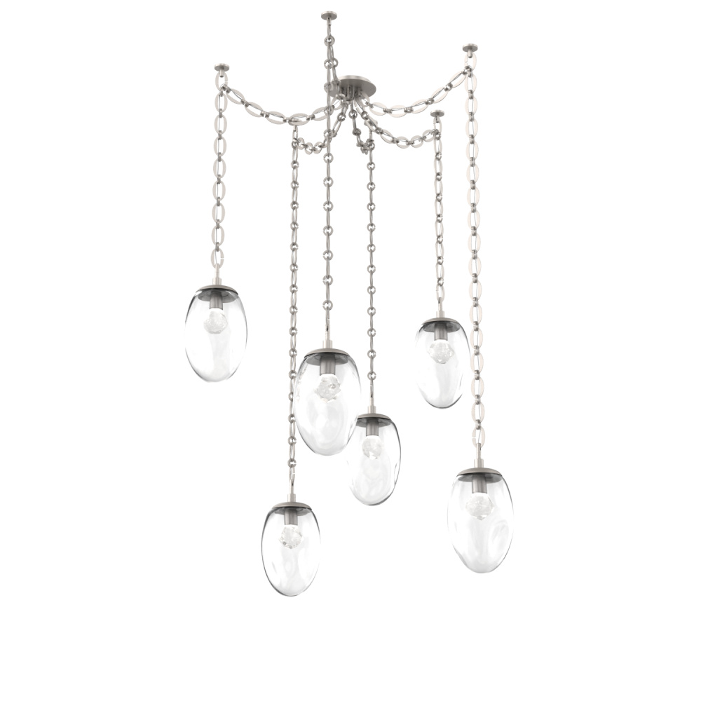 Meteo LED Multi Light Pendant Multi Port Canopy Beige Silver