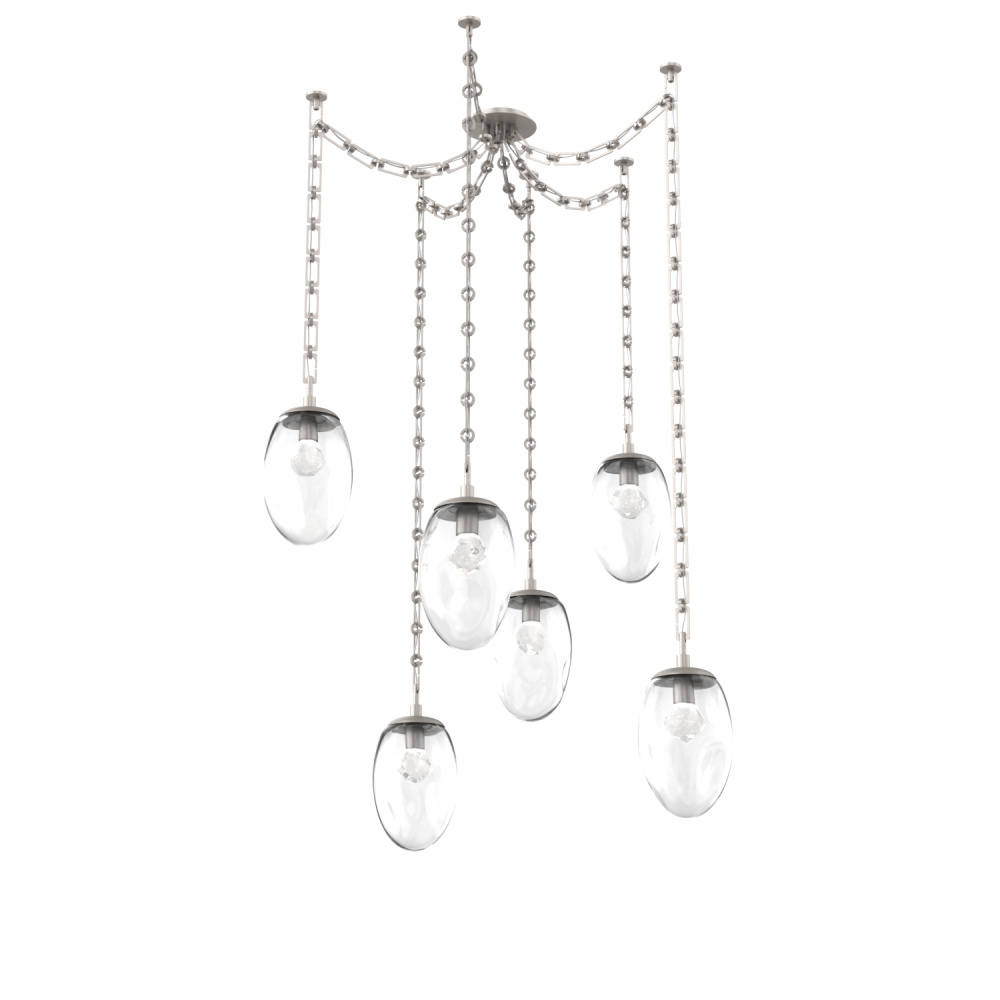 Meteo LED Multi Light Pendant Multi Port Canopy Beige Silver