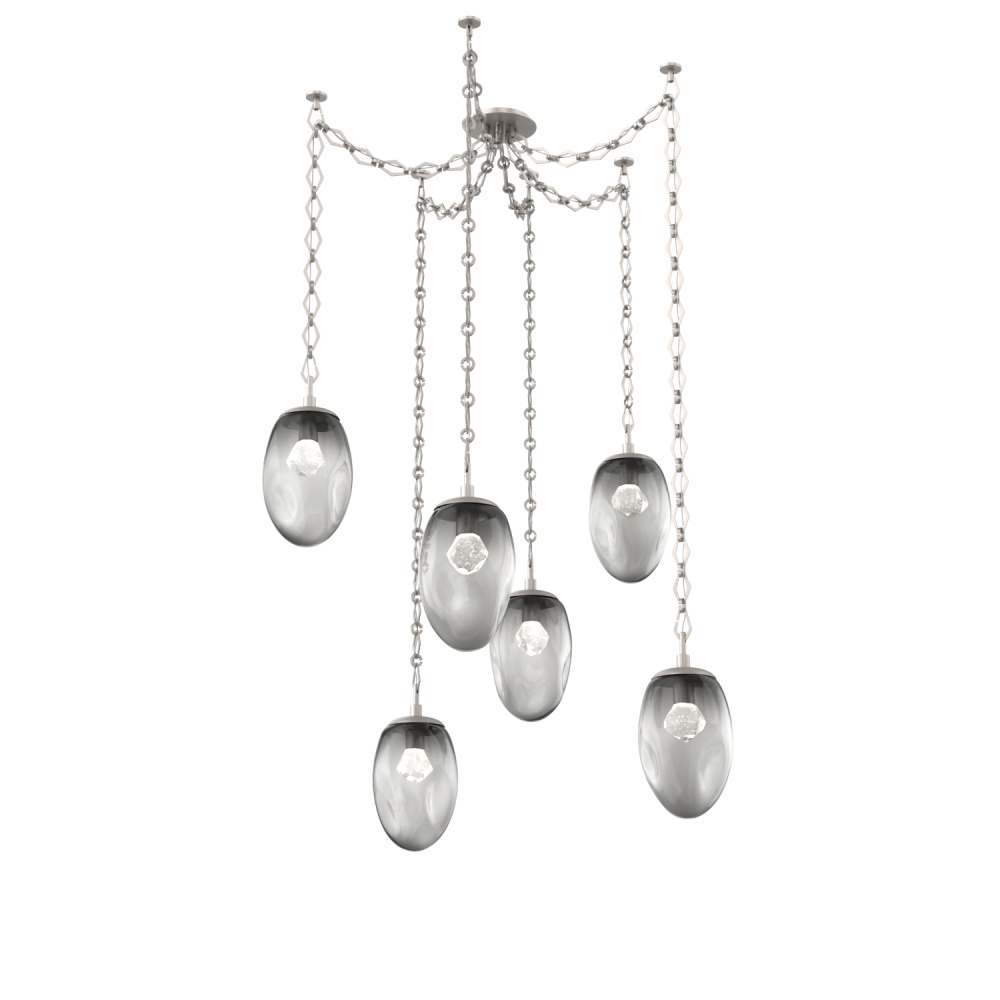 Meteo LED Multi Light Pendant Multi Port Canopy Beige Silver