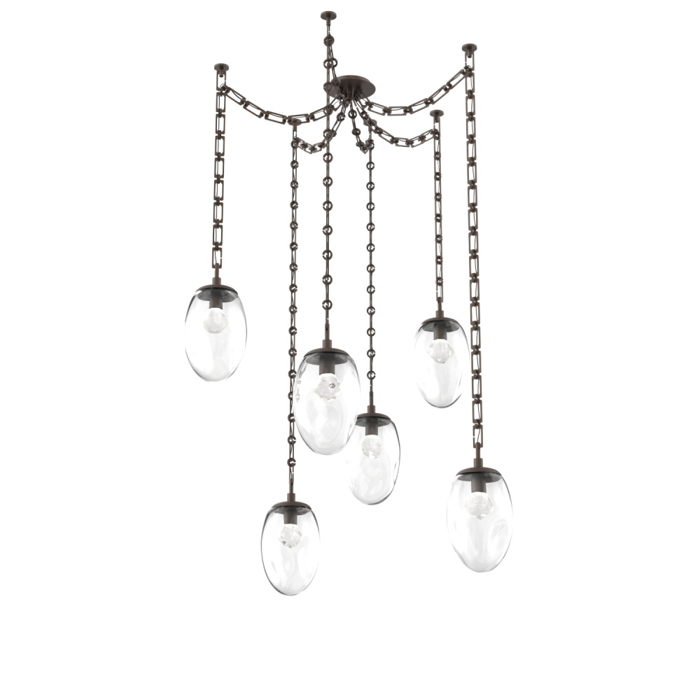 Meteo Round 6pc Swag Multi-Pendant Chain (LED)