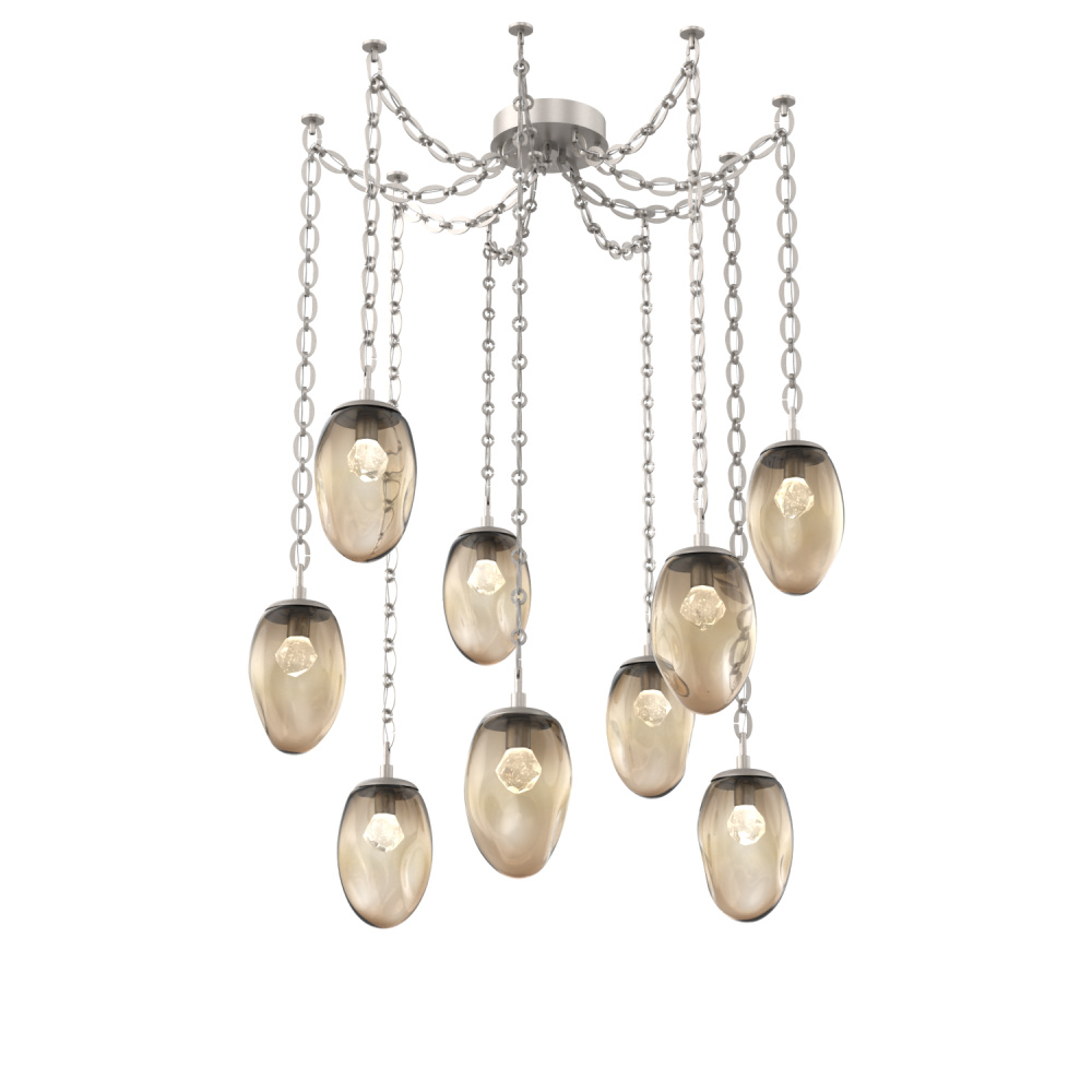 Meteo LED Multi Light Pendant Multi Port Canopy Beige Silver