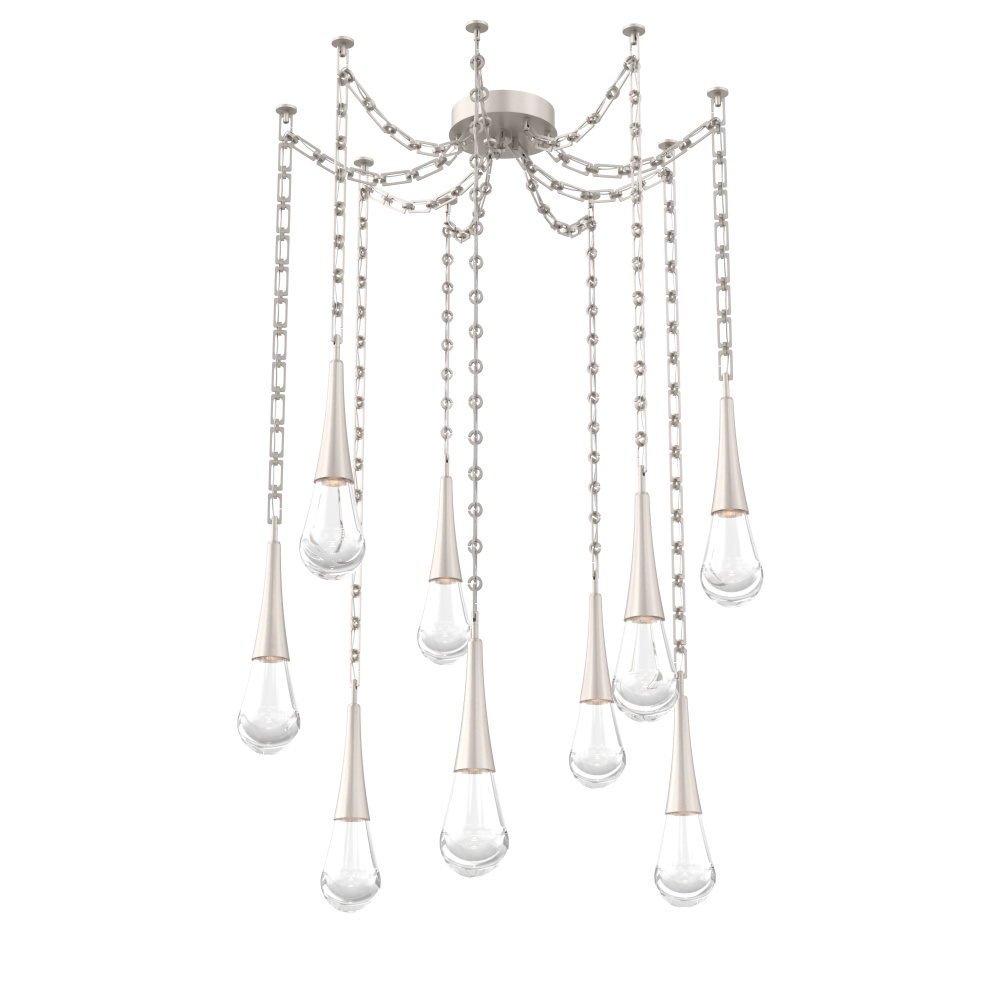 Raindrop Multi Light Pendant Beige Silver