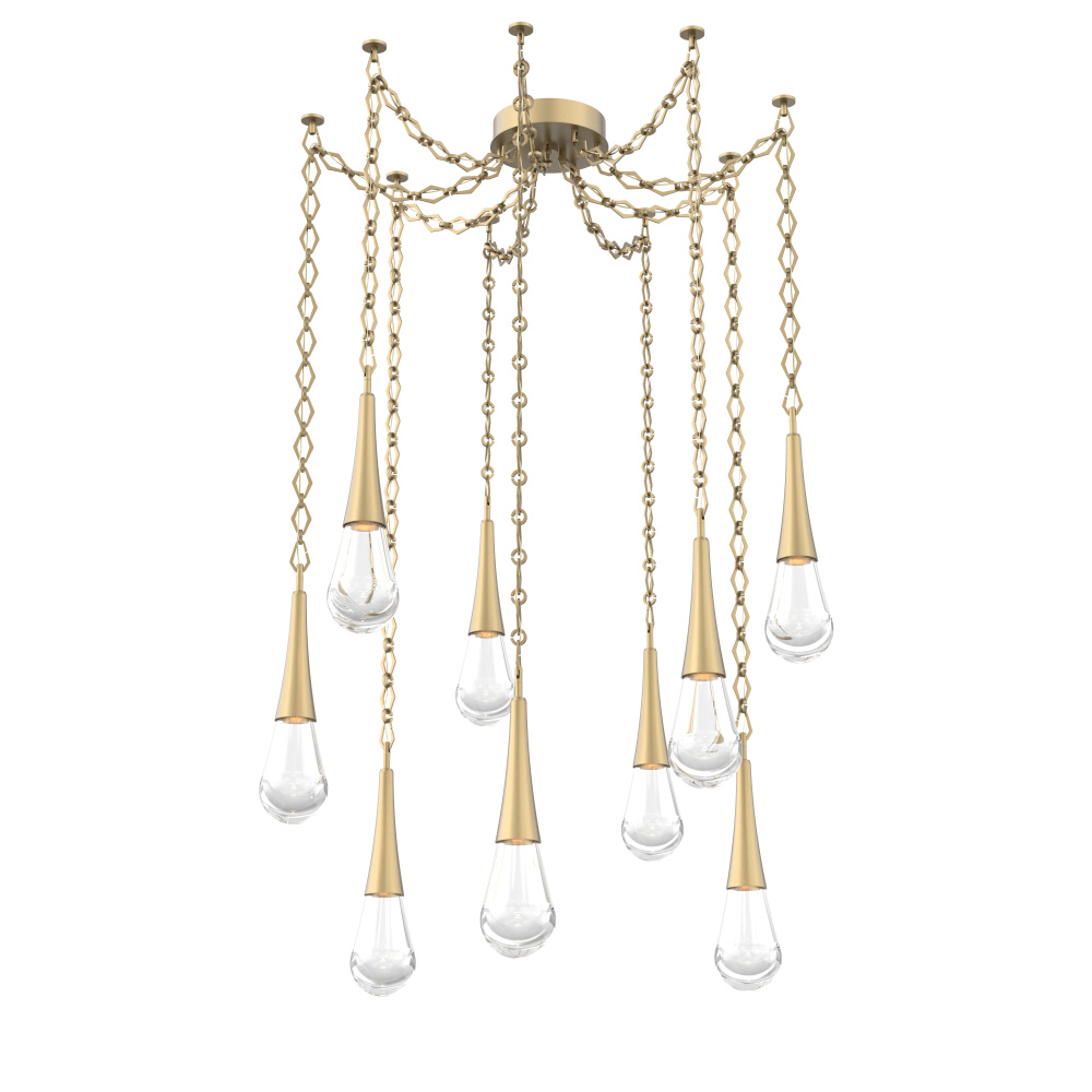 Raindrop Multi Light Pendant Gilded Brass