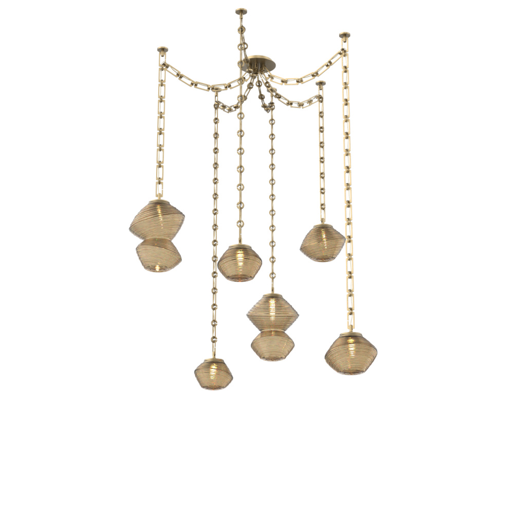 Mesa Multi Light Pendant Gilded Brass