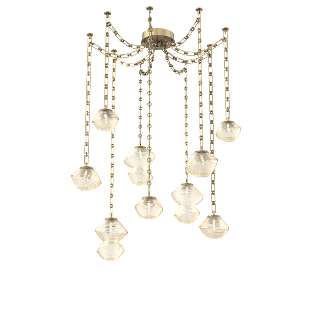 Mesa Multi Light Pendant Gilded Brass
