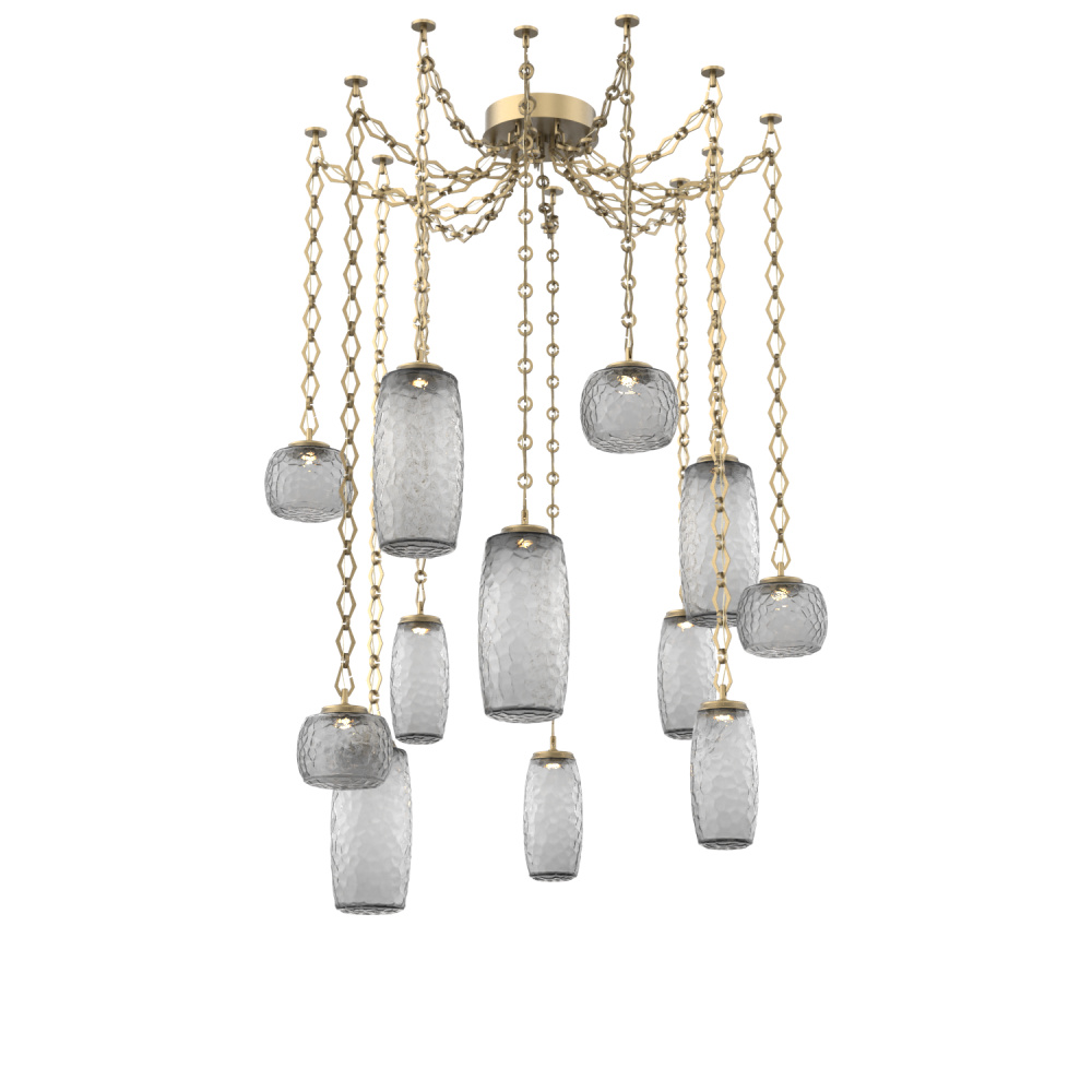Vessel Multi Light Pendant Gilded Brass