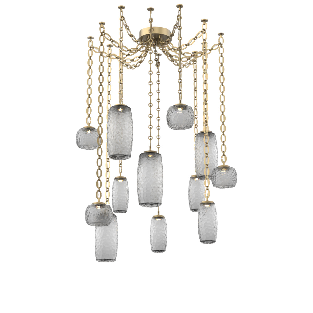 Vessel Multi Light Pendant Gilded Brass