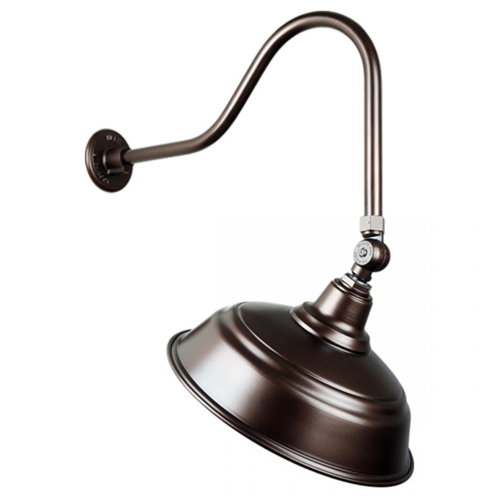 17" Gooseneck Light Warehouse Shade, QSNHL-H Arm, Swivel Knuckle & Wire Guard Accessories
