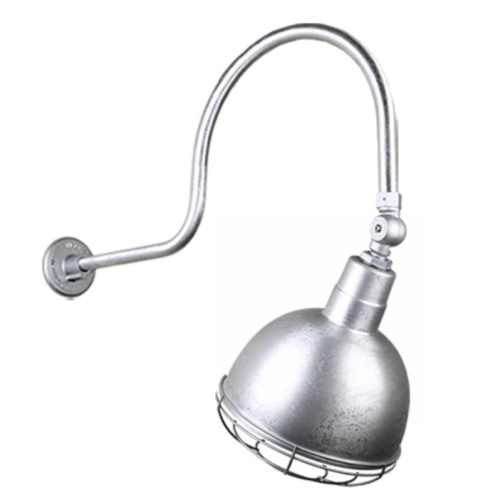 10" Gooseneck Light Deep Bowl Shade, QSNHL-C Arm, Swivel Knuckle & Wire Guard Accessories