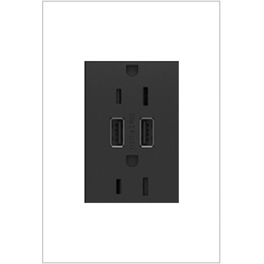 adorne Dual-USB Outlet , Graphite