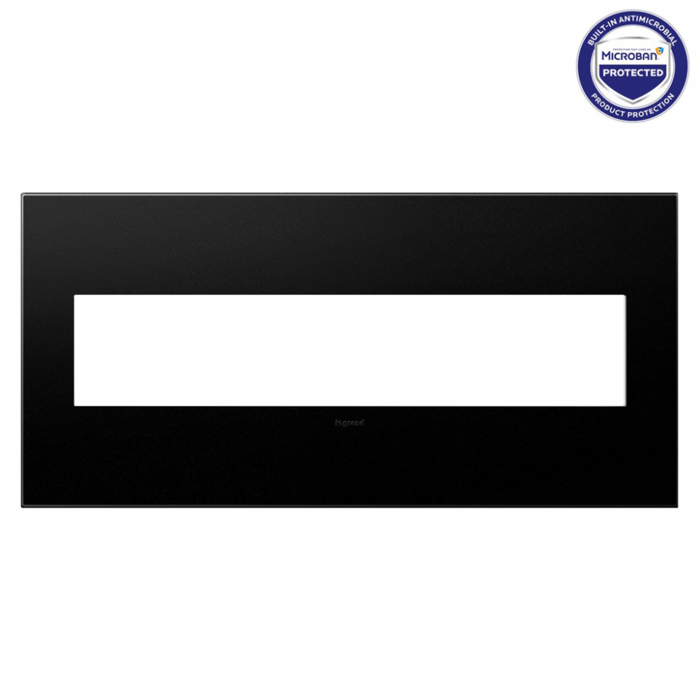 adorne Graphite Five-Gang Screwless Wall Plate with Microban