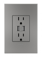 Legrand ARTRUSB153M4WP - adorne Dual-USB Outlet with Magnesium Wall Plate, Magnesium