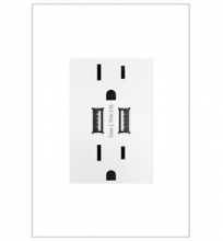 Legrand ARTRUSB153W4WP - adorne Dual-USB Outlet with Gloss White Wall Plate, White