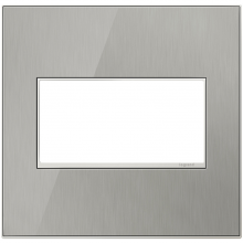 Legrand AWM2GMS4 - adorne Brushed Stainless Two-Gang Screwless Wall Plate