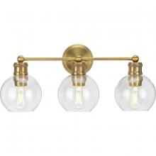 Progress P300051-163 - Hansford Collection Three-Light Vintage Brass Clear Glass Farmhouse Bath Vanity Light