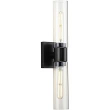 Progress P300300-031 - Clarion Collection Two-Light Matte Black and Clear Glass Modern Style Bath Vanity Wall Light
