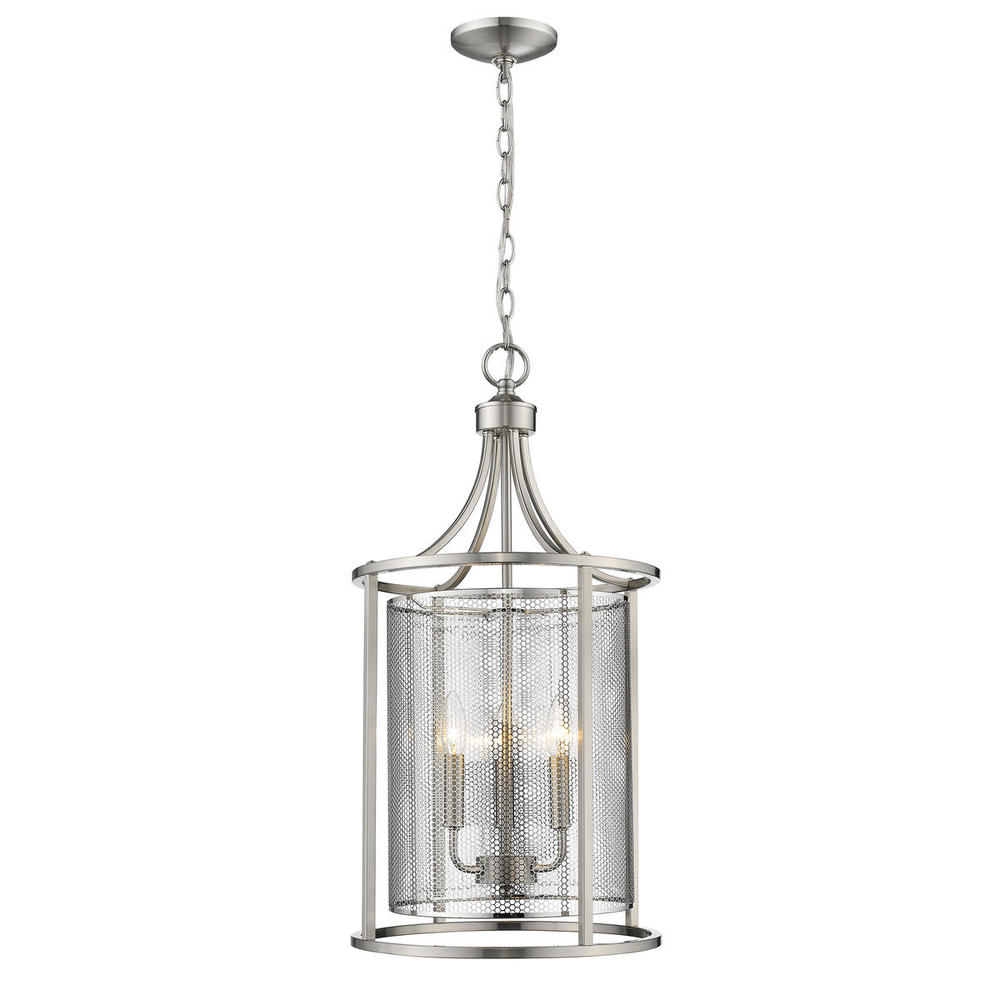 3 LT Open Frame Pendant w/ Brushed Nickel Finish & Mesh Metal Shades