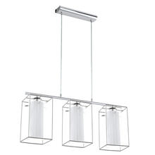 Eglo 94378A - 3 LT Linear Pendant w/ Chrome Finish & Clear Glass surrounding White Glass Shades