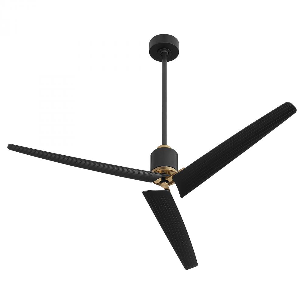Buran Ceiling Fan | Black | Aged Brass