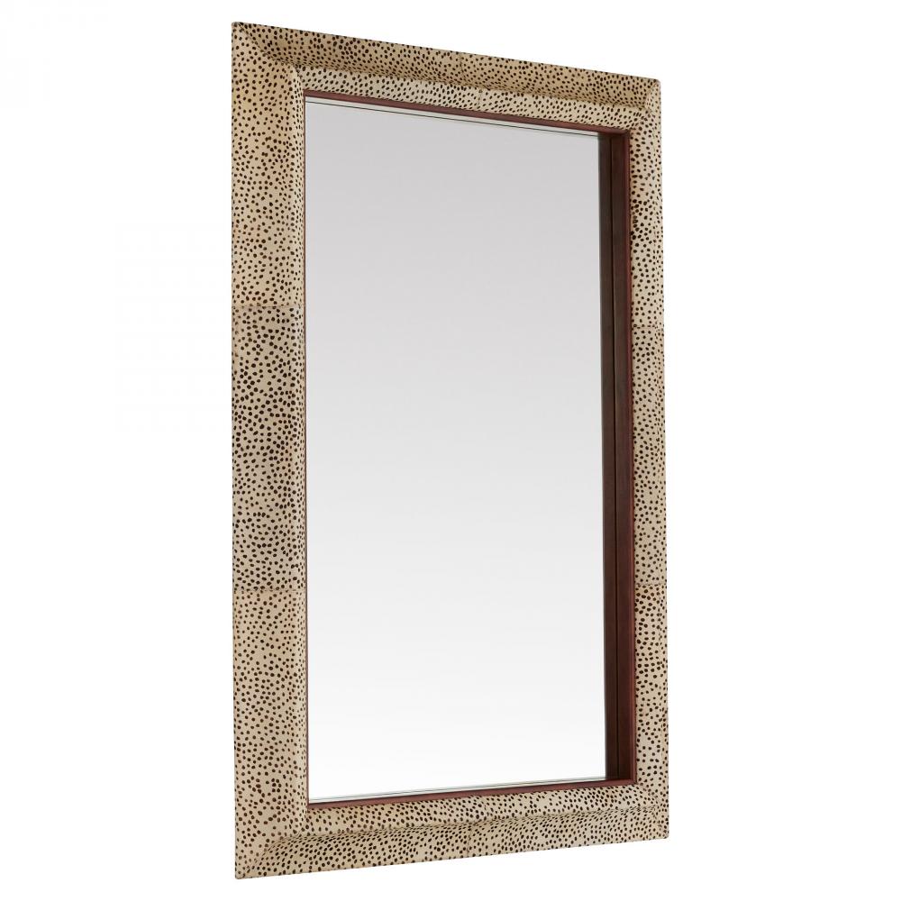 Gaborone Mirror Off White Brown Walnut