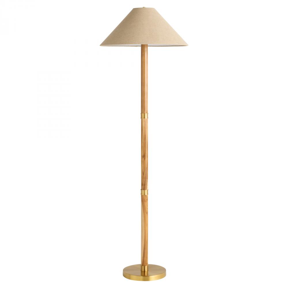 Broadway Floor Lamp | Antique Brass | Teak