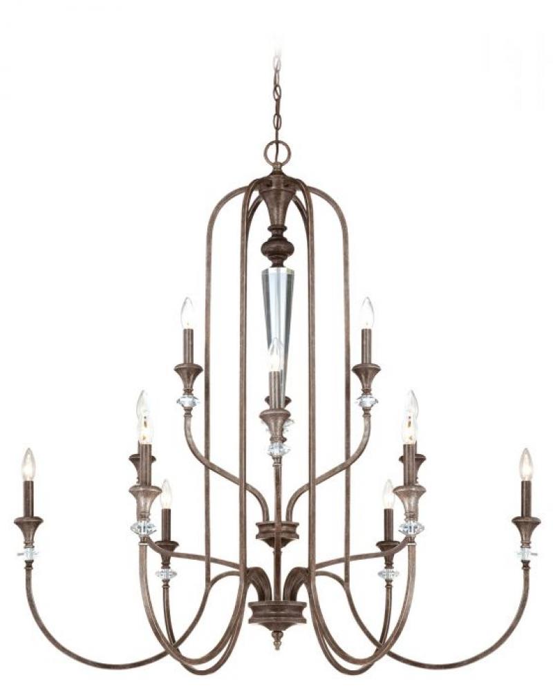 Boulevard 12 Light Chandelier in Mocha Bronze/Silver Accents