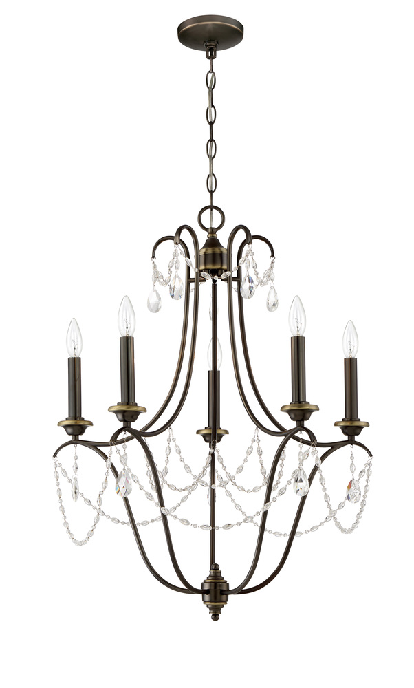 Lilith 5 Light Chandelier in Legacy Brass