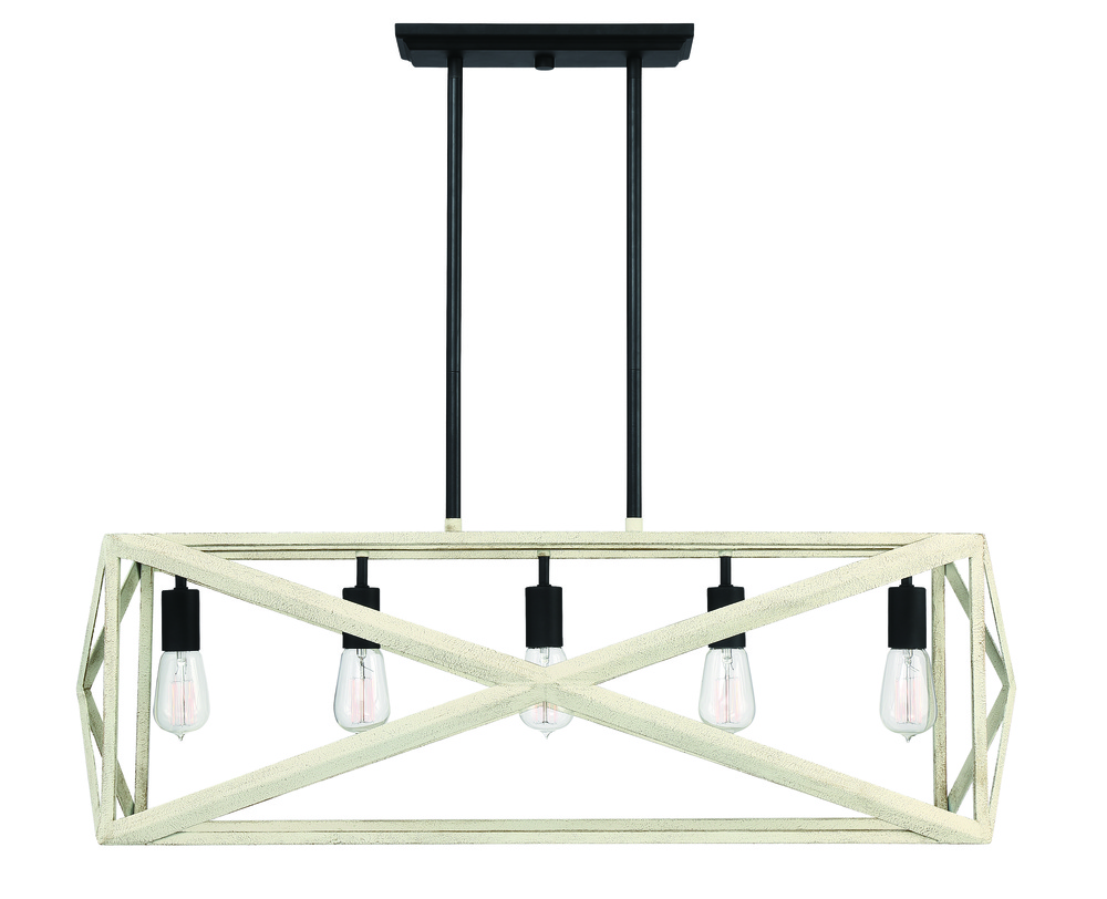 Hansel 5 Light Island in Cottage White/Espresso