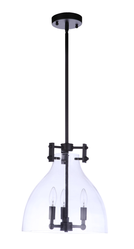 Chardonnay 3 Light Pendant in Flat Black