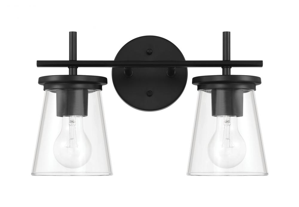 Connell 2 Light Vanity in Flat Black