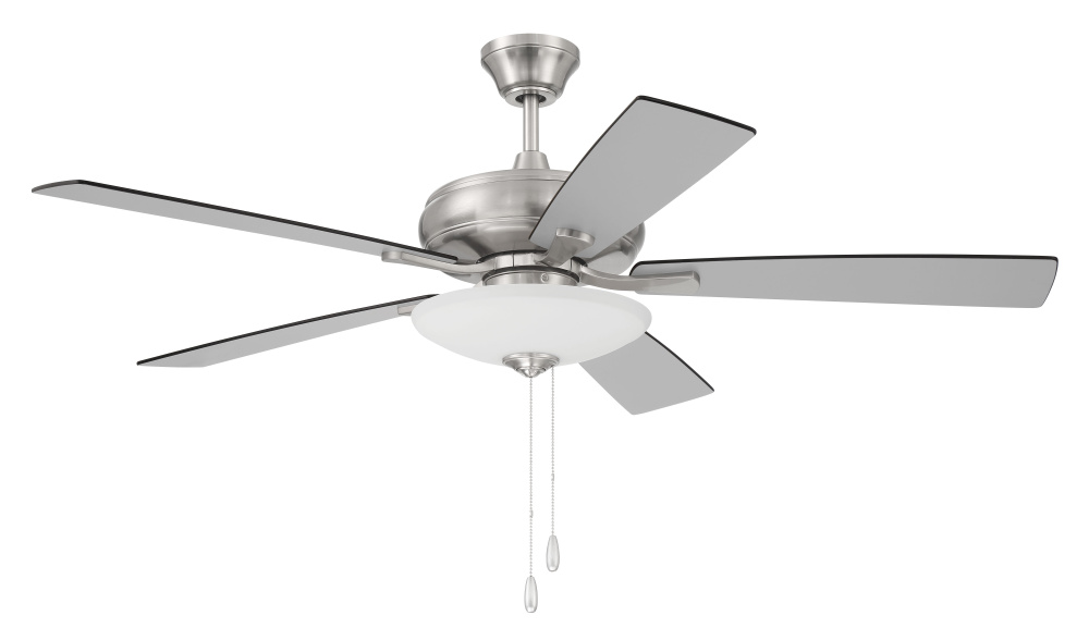 Eos 52" 5-Blade 3 Light Bowl Ceiling Fan in Brushed Polished Nickel w/ Brushed Nickel
