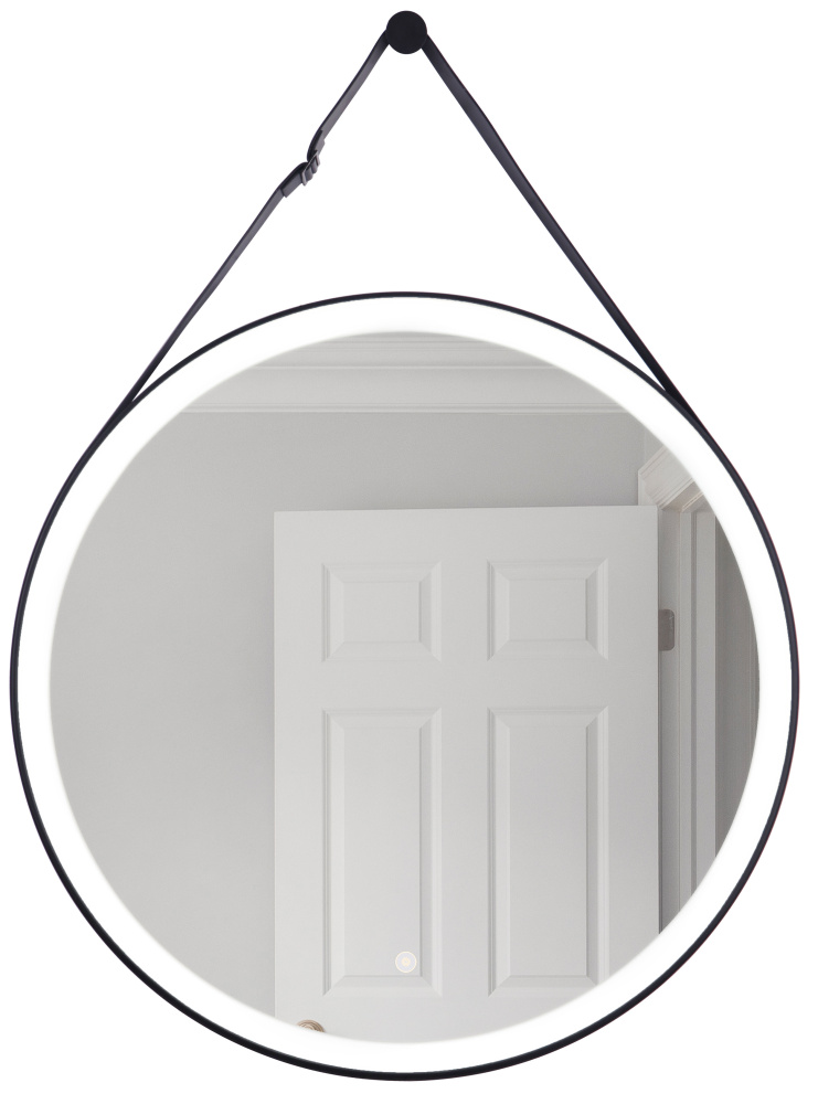 30Ã¢â‚¬Â Round Front Lit LED Mirror, dimmer, defogger, removable decorative strap & hardware