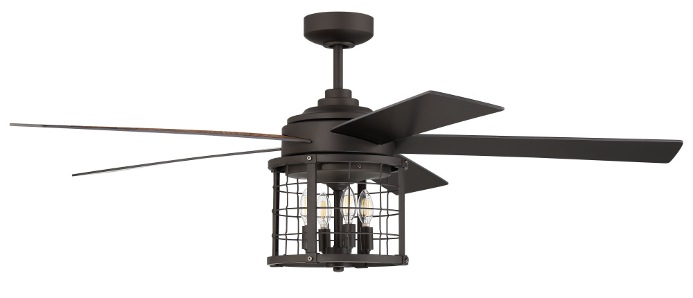 Nicolas 56" 5-Blade Ceiling Fan in Espresso w/ Espresso/Mesquite Blades; Integrated Light Kit