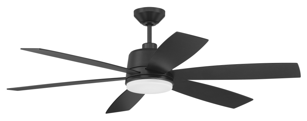 Hogan 54" 6-Blade Indoor/Outdoor (Damp) Ceiling Fan in Flat Black finish