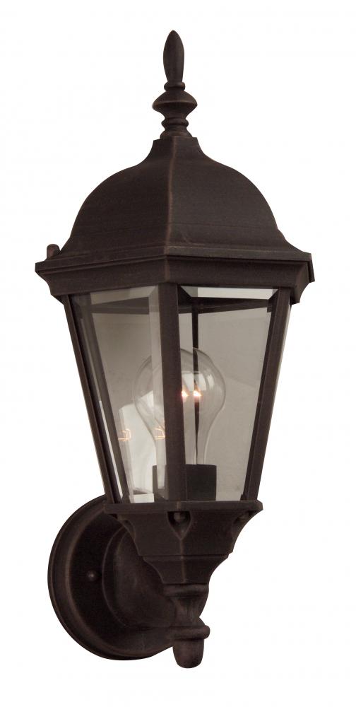 One Light Rust Clear Beveled Glass Wall Lantern