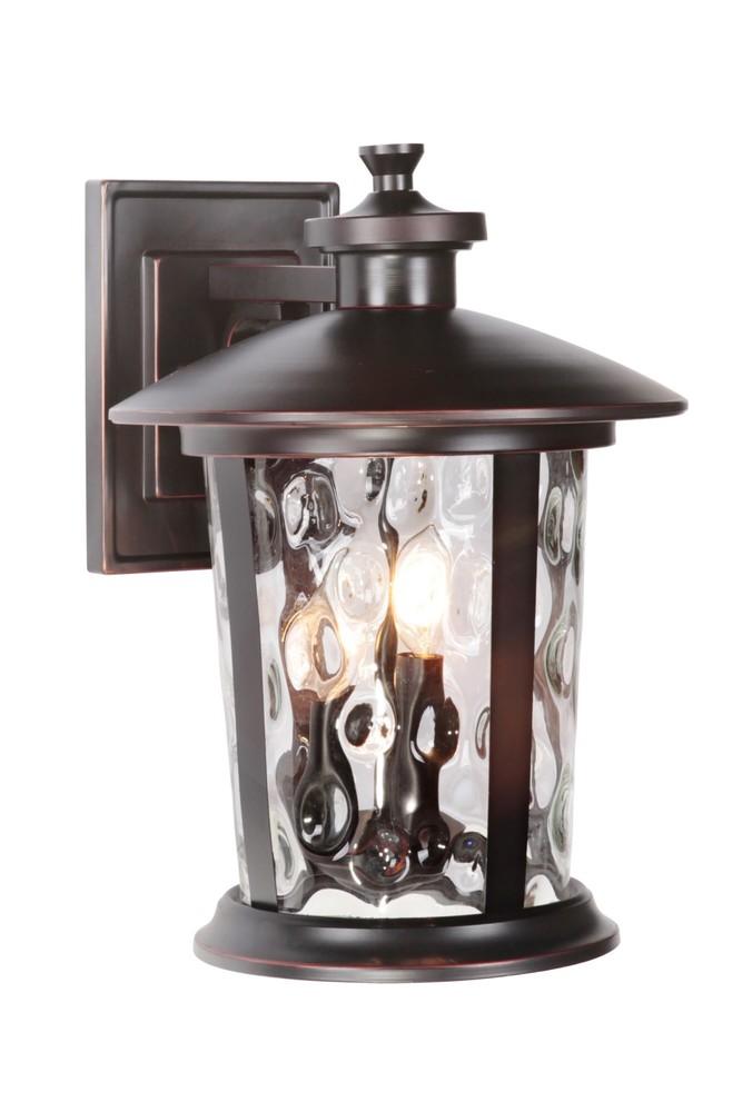 Summerhays 16.5" 3 Light Outdoor Wall Lantern in Oiled Bronze Gilded with Clear Hammered Glass