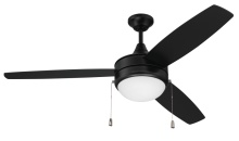 Craftmade PHA52FB3 - Phaze 3 52" 3-Blade Ceiling Fan in Flat Black w/ Flat Black/Greywood Blades; Integrated Light Ki