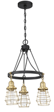 Craftmade 50623-FBSB - Thatcher 3 Light Down Chandelier in Flat Black/Satin Brass