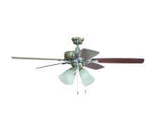 Craftmade TCE52BNK5C4-C - Twist N Click 52" 5-Blade Ceiling Fan in Brushed Polished Nickel w/ Ash/Mahogany Blades (4-Light