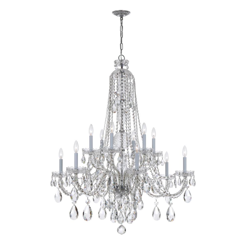 Traditional Crystal 42'' Hand Cut Crystal Polished Chrome Chandelier